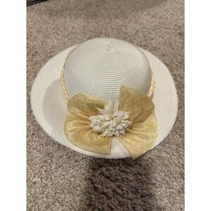 GIRLS EASTER HAT-IVORY/YELLOW SIZE 2-4